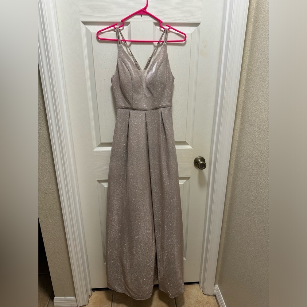 Crystal doll champagne color glitter ball gown